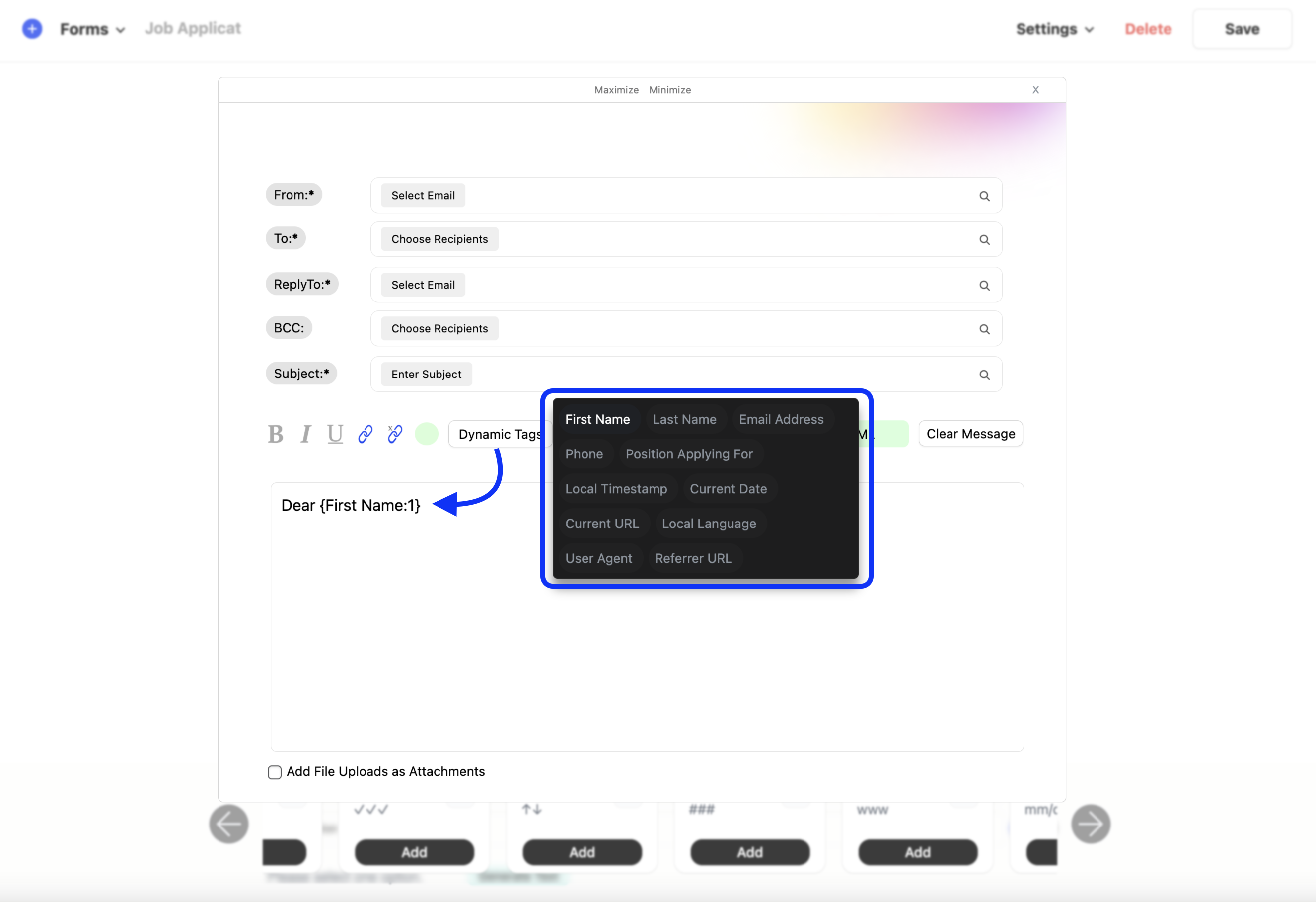 adding dynamic tags