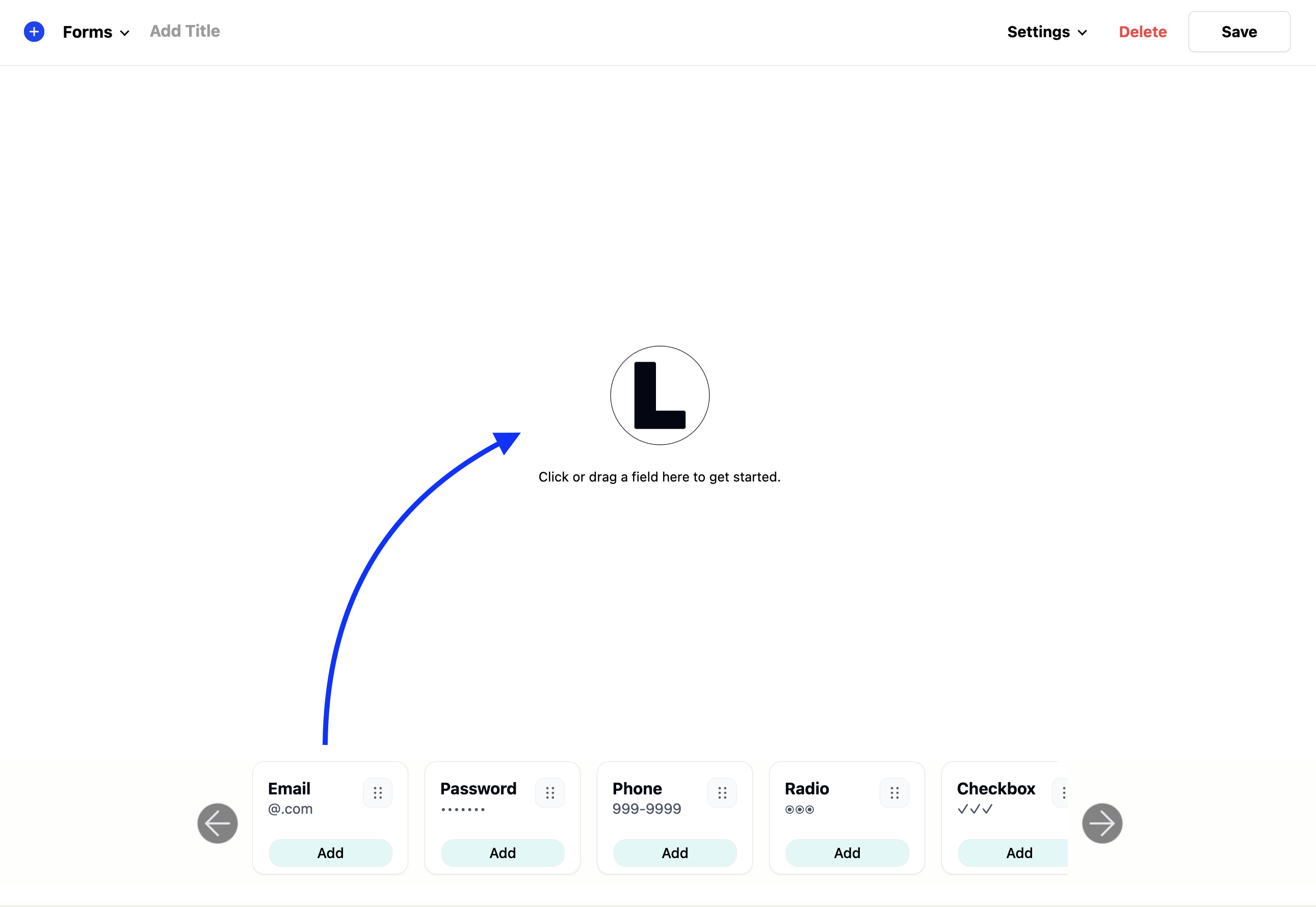 form builder drop zone