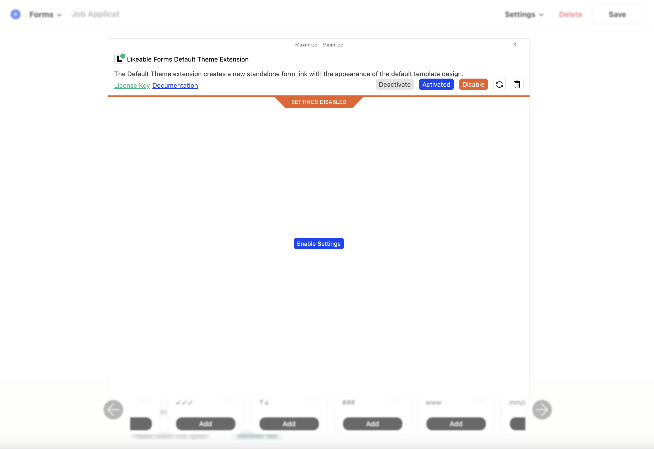 enabling the default theme design