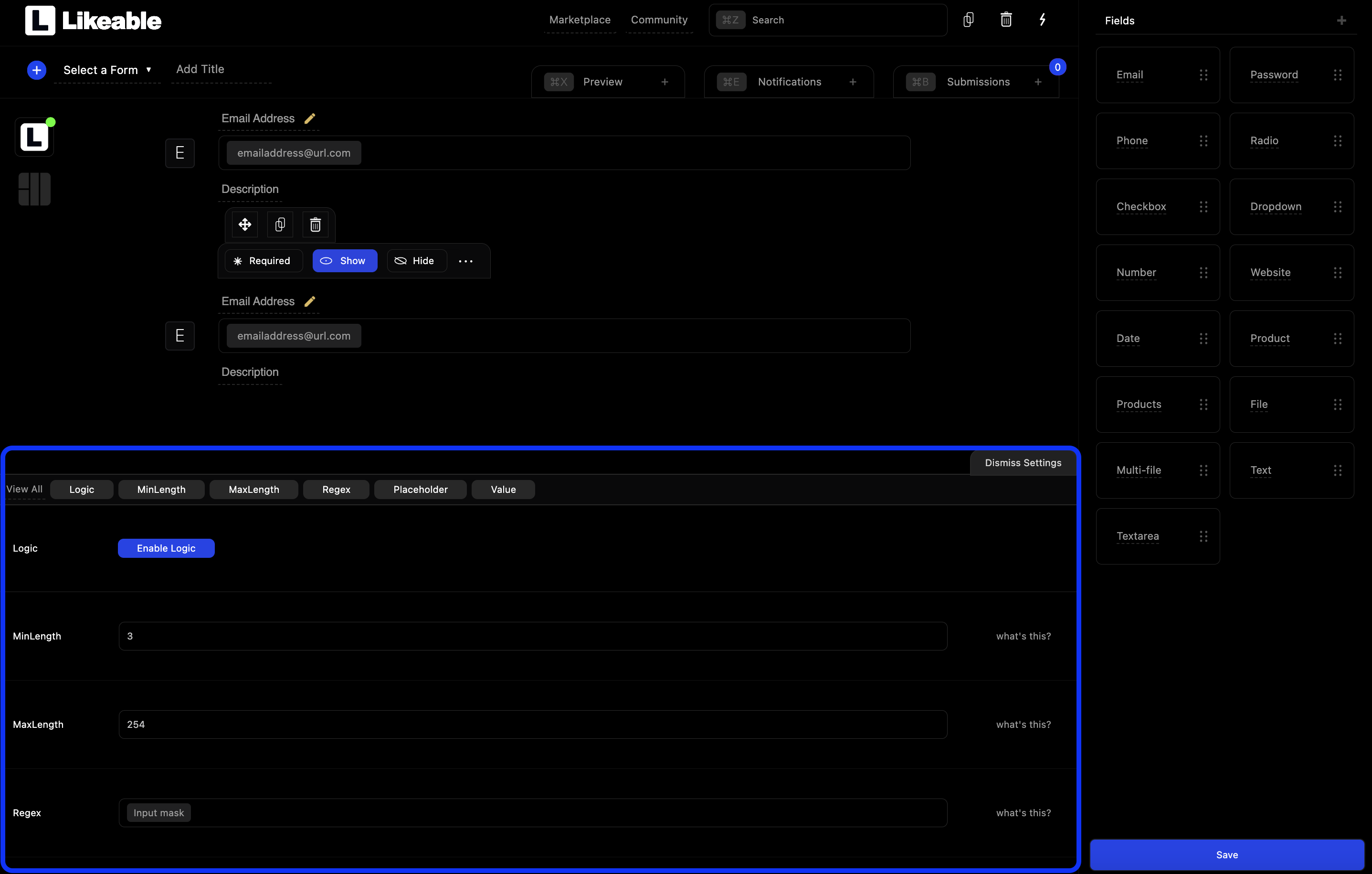 advanced settings menu